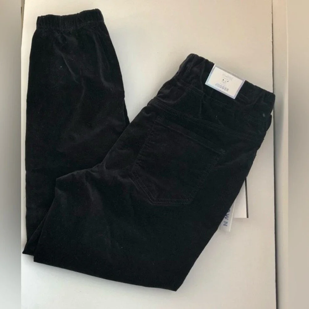 TINSELTOWN, JUNIOR'S VELVET BLACK DRAWSTRING JOGGER PANTS SIZE M HIGH RISE